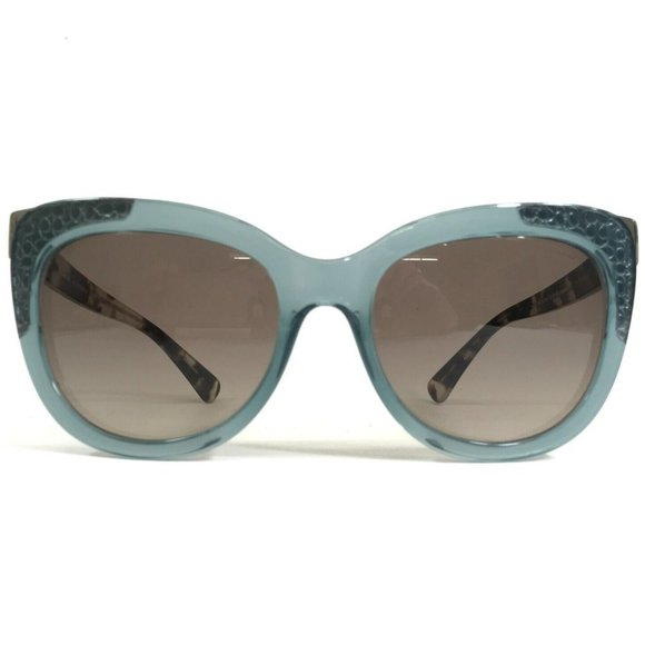 Coach Sunglasses HC8171 L152 5370D0 Clear Teal Blue Tortoise with Brown Lenses - Picture 1 of 11